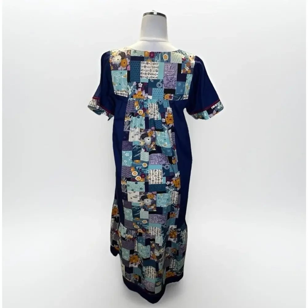 RM Dress Womens Small Floral Patchwork Hawaiian Button Front Made USA Pockets - Picture 3 of 8